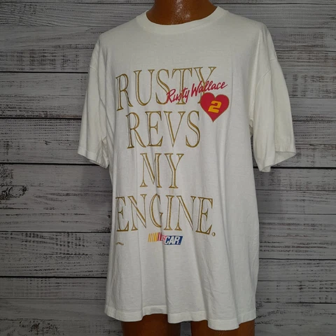 Vintage Nutmeg T Shirt Adult L White Rusty Wallace Nascar Made In USA Cover