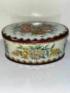Vintage Daher Decorated Floral Chintz Tin Made England Gold Trim - Picture 1 of 14