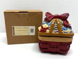 LONGABERGER Updated Little Gifts Red Basket & Pottery Lid--NEW - Picture 1 of 9