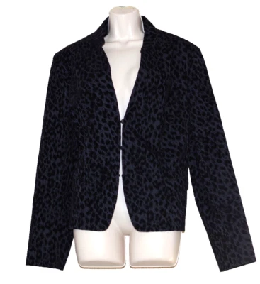 Chaqueta Blazer Boden Negra Estampado Leopardo Manga Larga Terciopelo Texturizado Mujer Talla 18 Foto 1 de 4