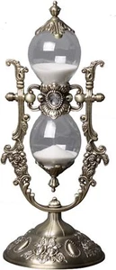 Hourglass Timer 15 Minutes Embossed White Sand Metal Glass Vintage Home Decor - Picture 1 of 7