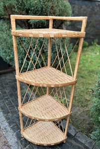 NEW!! wicker corner shelf rattan shelving unit bookcase plant stand etagere - Picture 1 of 4