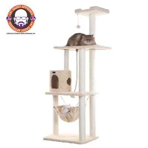 Real Wood 70" Cat Furniture,Ultra thick Faux Fur Cat Condo - Picture 1 of 6