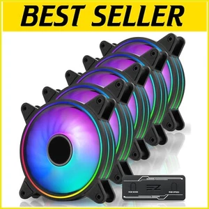 5-Pack 120mm ARGB PWM Case Fans with Hub – Vibrant Lighting & Quiet Cooling - Picture 1 of 11