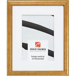 Craig Frames Farnsworth, 0.75 Inch Wide Aged Gold Picture Frame With a Mat - Afbeelding 1 van 10