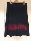 Nicola Quilter Designer Skirt Black And Red Embroidered Feather Size 10 12 Nwt