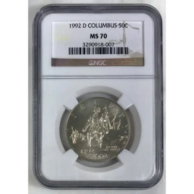 1992 D Columbus Half Dollar NGC MS70 800782 - Image 1 of 4