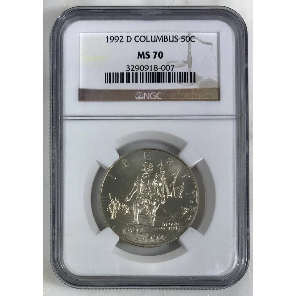 1992 D Columbus Half Dollar NGC MS70 800782 - Image 1 of 4