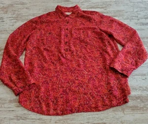 Womens Ann Taylor Loft Sheer Top Size Medium Pink Orange Multi Color Long... - Picture 1 of 7