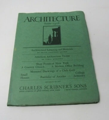 RARE 1928 Architecture Magazine Scribners Architect Design Photos Lettering DECO - Image 1 of 4