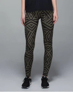 Pantalón Lululemon Wunder Fullon Luxtreme Chevron Fatiga Verde Negro Talla 8 - Imagen 1 de 7