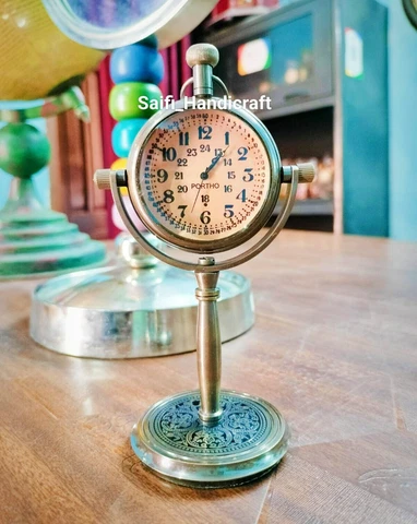 Brass Nautical Marine Desk & Shelf Clock Vintage Pocket Watch Victoria London Cover