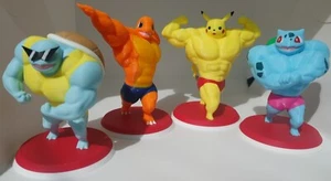 3D Print Pokemon Muscle Swole Bodybuilder Pikachu Squirtle Bulbasaur Charmander - Picture 1 of 6