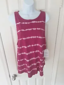 Time And Tru Women's Core Tank Top Pink Tie Dye Medium Sleeveless NWT - Picture 1 of 6