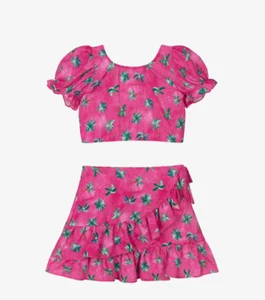 Mayoral Girls Pink Palm Tree top and skirt, Size 14 - Picture 1 of 6