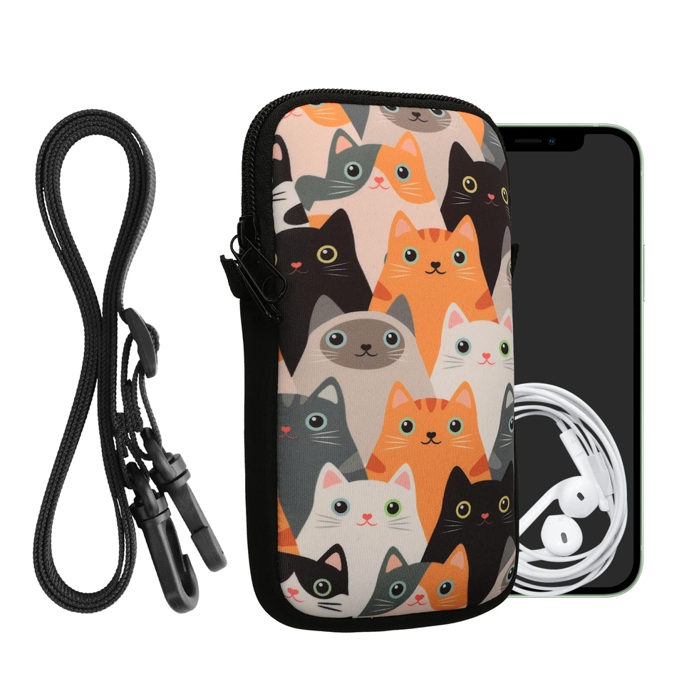 Custodia Neoprene con Zip - Portacellulare a Tracolla - Porta Cellulare da Collo - Immagine 1 di 4