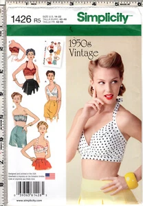 "Misses' Bra Tops" ©2014 Simplicity 1950s Vintage Sewing Craft Pattern #1426 NEW - Picture 1 of 5