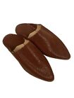 Moroccan Leather Babouche slipper boho casual women Brown leather mules sz 37