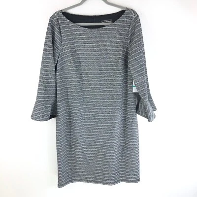 Платье-футляр Jessica Howard с рукавами-раструбами металлик в полоску черно-белое размер 16 - Изображение 1 из 4