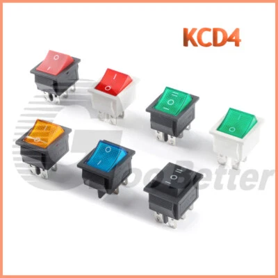 KCD4 Rectangular Rocker Switch On Off 4 6 Pin 2 Position Car Dash Boat 250V 16A