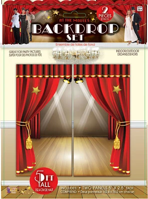 EN LAS PELÍCULAS Conjunto de telón de fondo fondo baile cena fiesta pared decoración fotomatón Foto 1 de 4