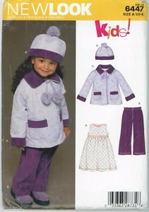 New Look Sewing Pattern 6447 Hat Coat Pants Dress Size A 1/2 - 4 UNCUT FF - Imagen 1 de 2