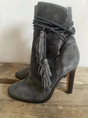 Botas para mujer JOIE talla 36,5 gris gamuza punta redonda tacón bloque envolvente borla Foto 1 de 4