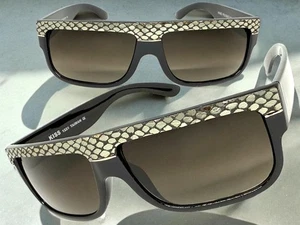Classic Vintage Retro Hip Hop Rapper Pimp Style SUNGLASSES Black Snakeskin Frame - Picture 1 of 6