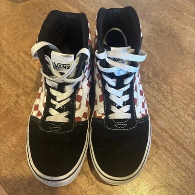 Zapatos Vans de caña alta para jóvenes talla 3,5 rojo blanco a cuadros Foto 1 de 4