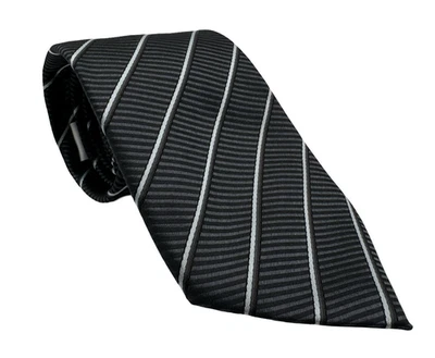 Галстук Armani Collezioni шелковый в полоску серый 3,4 дюйма x 59 дюймов - Изображение 1 из 4