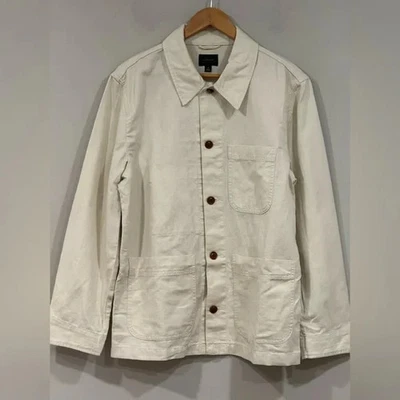 男式 J. Crew Tan 棉亚麻帆布编舞夹克 M 全新带标签 — 第 1/4 张图片