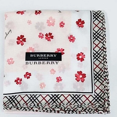 Raro Nuevo Burberry Pañuelo Grande Bufanda Rosa Flor de Cerezo 100% Algodón Foto 1 de 4