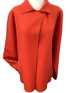 Vintage Eileen Fisher Jacket Womens Large Orange Hervida Boiled Wool Button 90s - Picture 1 of 23