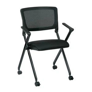 Folding Chair with breathable Mesh Back Black - Picture 1 of 5