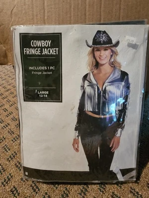 Cowboy Fringe Jacket Women's Western Cowgirl Halloween Costume 12-14 Large #2479 - Image 1 of 2