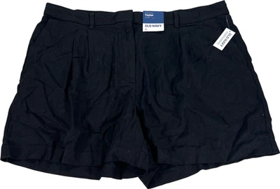 Old Navy Women’s Black Linen Taylor Adjustable Waist 5" Shorts - XL - Image 1 of 4