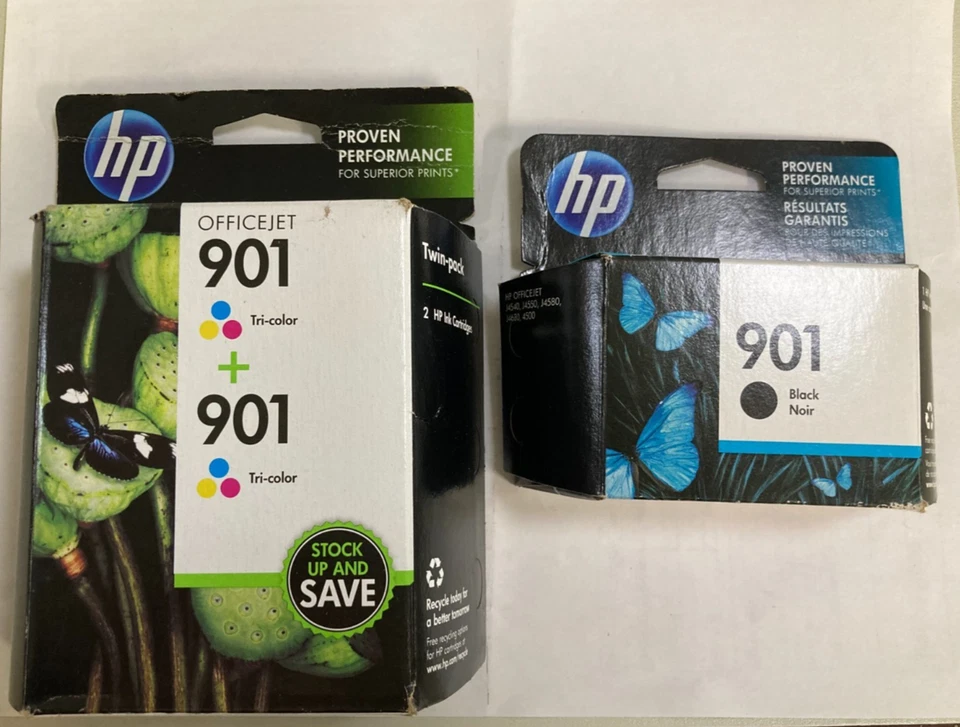 Neu Original HP 901 Tri-Color Doppelpack + schwarze Tintenpatronen - Bild 1 von 1