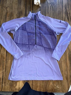 Nike Pro Pullover Womens Purple Half Zip Thermal Running Tru Fit Sz Large - Image 1 of 4