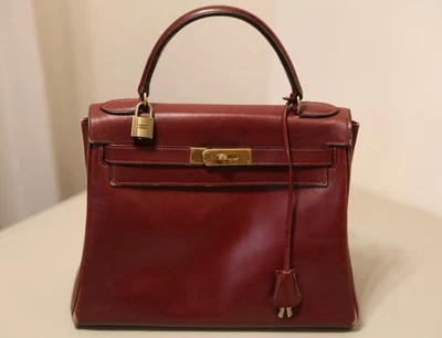 Bolso de mano Hermes Kelly 28 Soldier Oxblood borgoña granate rojo H [de colección 1960] Foto 1 de 4