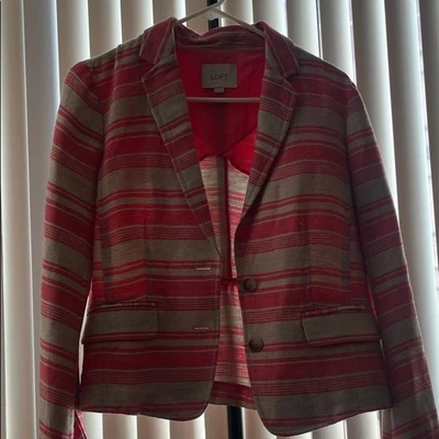 Blazer listrado vermelho e bronzeado LOFT - Imagem 1 de 3
