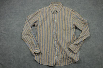 GANT Rugger Shirt Mens Large Blue Yellow Striped Hugger Button Down Oxford Long - Image 1 of 4