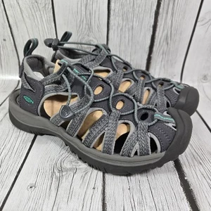 Keen Women's Whisper Gray Closed Toe Hiking Sandal Bungee Lace Up Size 8.5 - Picture 1 of 6