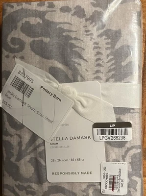 NUEVA ALMOHADA DE DAMASCO STELLA GRANERO CERÁMICA FARSA EURO ~ Acero Azul Nueva en Paquete Foto 1 de 2