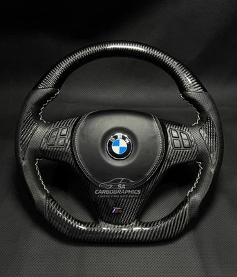 BMW E90 E92 E82 3 1 Series 2006–2013 Real Carbon Fiber M Sport Steering Wheel - Image 1 of 4
