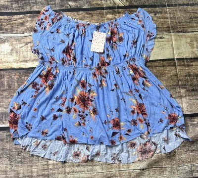 Top Free People We The Free para mujer mediano floral mezcla de lino fuera del hombro Foto 1 de 4
