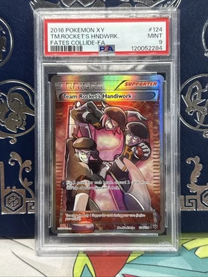 2016 POKEMON XY FATES COLLIDE #124 FULL ART TEAM ROCKET'S HANDIWORK PSA 9 - Image 1 of 2