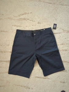 Volcom VMONTY Stretch 22 Shorts Men Size 34 Dark Navy Blue Chino 11” Inseam NEW - Picture 1 of 3