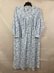 Lanz Of Salzburg Snowflake Winter Fleece Nightgown Light Blue Women's Size L - Picture 1 of 20