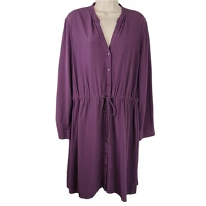 Eileen Fisher SZ L Drawstring-Waist Shirt Dress Currant $298 - Imagen 1 de 5