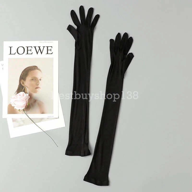 Mujeres 100% Seda Exterior Largo Codo Guantes Tejidos Seda Noche Ópera Fiesta Guantes Foto 1 de 4